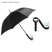Promotional Upside Down Umbrella Fancy Handle Cupule Coffee Cup Holder Windproof Inverted Reverse Umbrella
